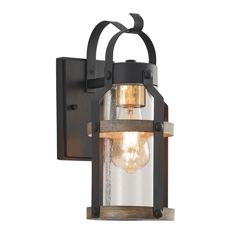 Bright Star L525 BLACK METAL & CLEAR SPECKLED GLASS IP54 1X60W ES