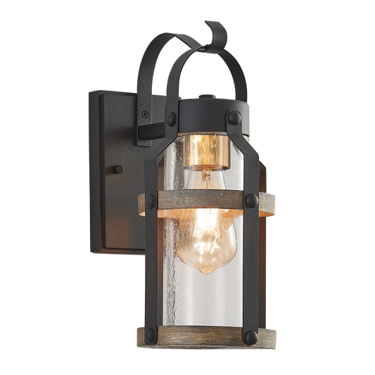 Bright Star L525 BLACK METAL & CLEAR SPECKLED GLASS IP54 1X60W ES