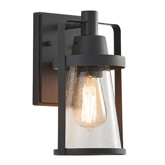 Bright Star L528 BLACK METAL & CLEAR SPECKLED GLASS IP54 1X60W ES