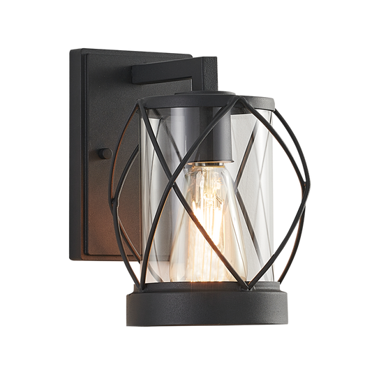 Bright Star L533 BLACK METAL & CLEAR GLASS & GRID IP54 1X60W ES