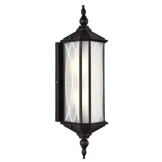 Bright Star L543 BLACK ALU & METAL PATTERN FROSTED GLASS IP54 2X60W ES