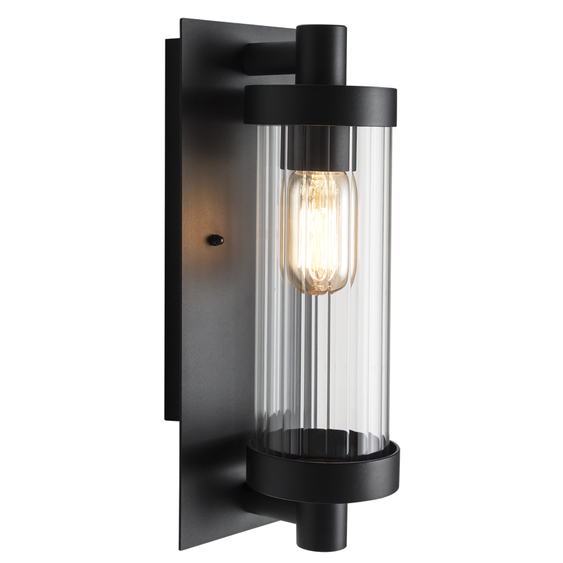 Bright Star L544 BLACK ALU FITTING FLUTED CLEAR GLASS IP44 1X60W ES