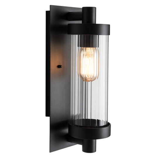 Bright Star L544 BLACK ALU FITTING FLUTED CLEAR GLASS IP44 1X60W ES