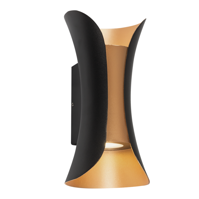 Bright Star L562 BK/GOLD UP&DOWN CURVE IP54 10W LED 3000K 800 LUMEN