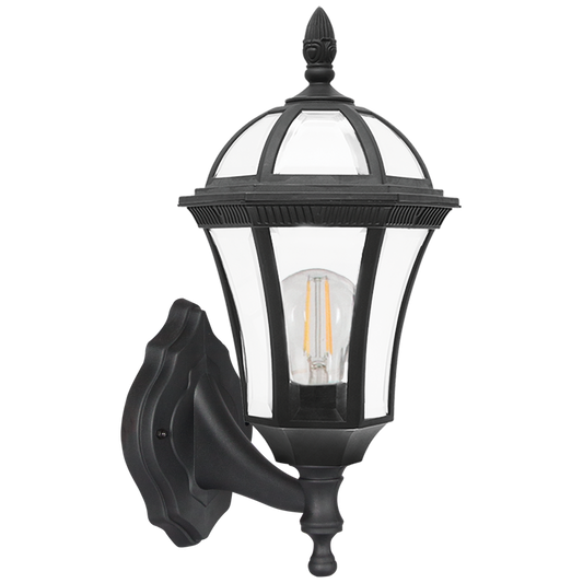 Bright Star L568 BLACK 6 PANEL UP FACING POLY BASE CLEAR PC IP44 1X11W ES