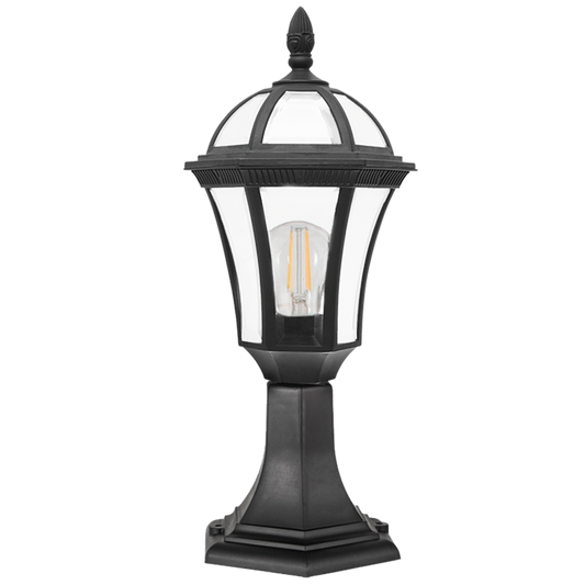 Bright Star L569 BLACK 6 PANEL PILLAR POLY BASE CLEAR PC IP44 1X11W ES