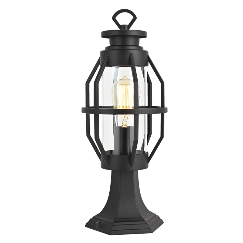 Bright Star L572 BLACK ALU & CLEAR GLASS PILLAR IP44 1X60W ES