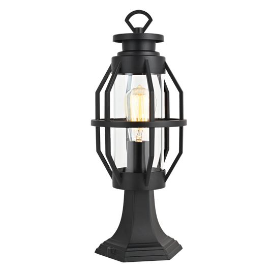Bright Star L572 BLACK ALU & CLEAR GLASS PILLAR IP44 1X60W ES