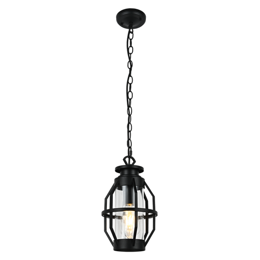 Bright Star L573 BLACK ALU & CLEAR GLASS PENDANT IP44 1X60W ES