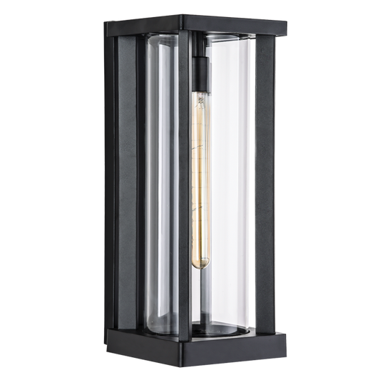Bright Star L574 BLACK ALU & CLEAR GLASS WALL MOUNT IP44 1X60W ES