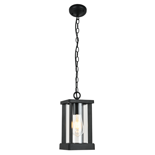 Bright Star L575 BLACK ALU & CLEAR GLASS PENDANT IP44 1X60W ES