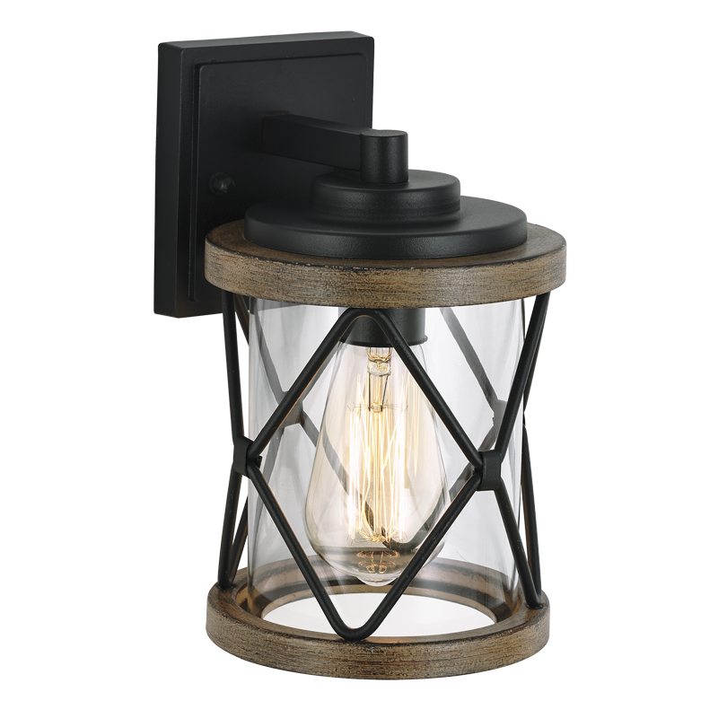 Bright Star L576 BLACK ALU & CLEAR GLASS WALL MOUNT IP44 1X60W ES
