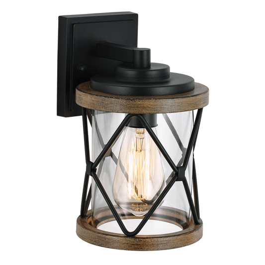 Bright Star L576 BLACK ALU & CLEAR GLASS WALL MOUNT IP44 1X60W ES