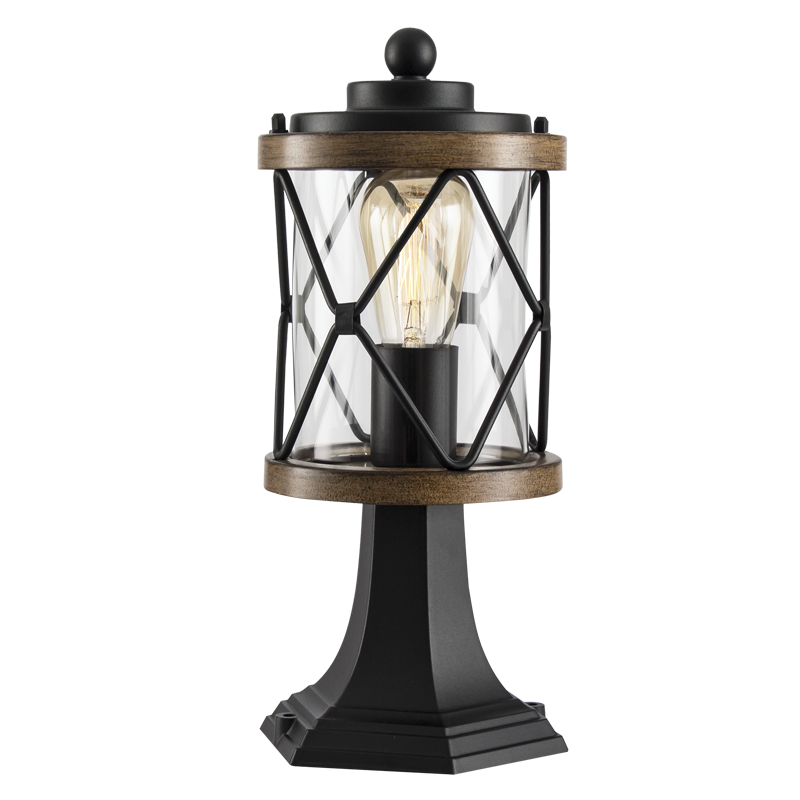 Bright Star L577 BLACK ALU & CLEAR GLASS PILLAR IP44 1X60W ES