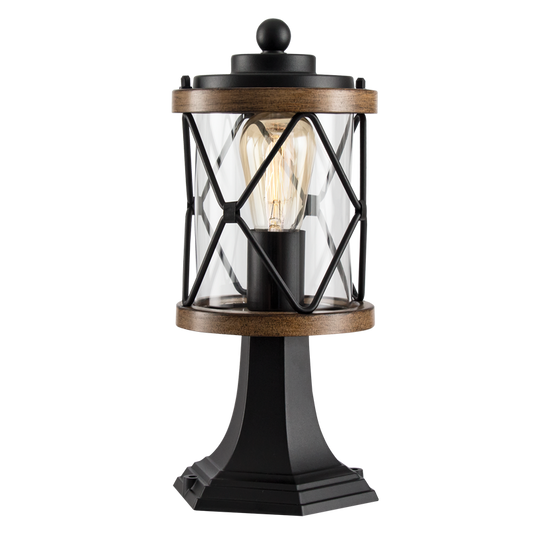 Bright Star L577 BLACK ALU & CLEAR GLASS PILLAR IP44 1X60W ES