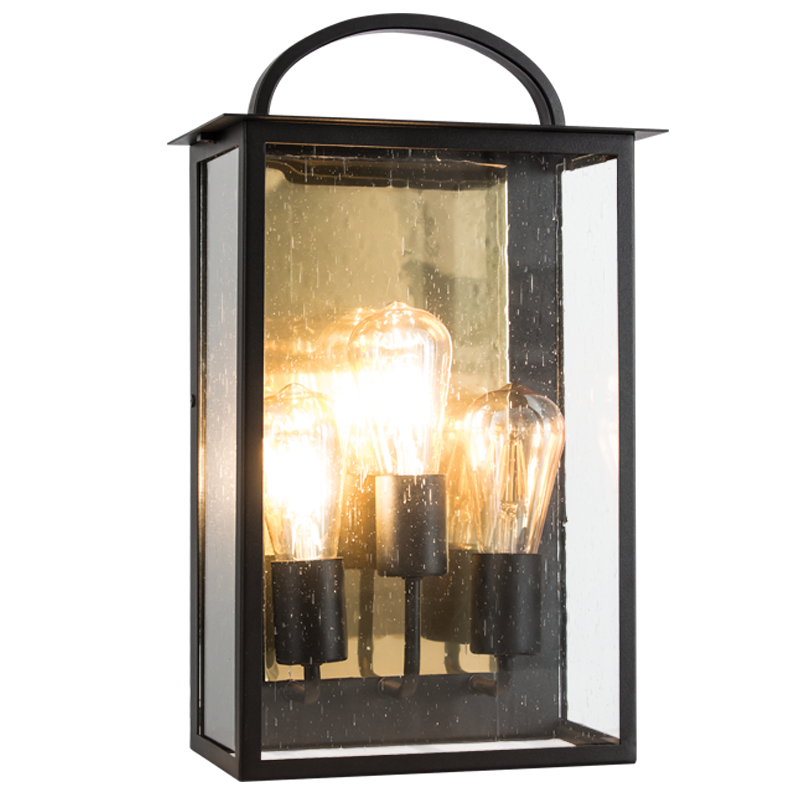 Bright Star L580 BK/GD METAL 1/2 LATERN SPECKLED GLASS IP44 3X60W ES