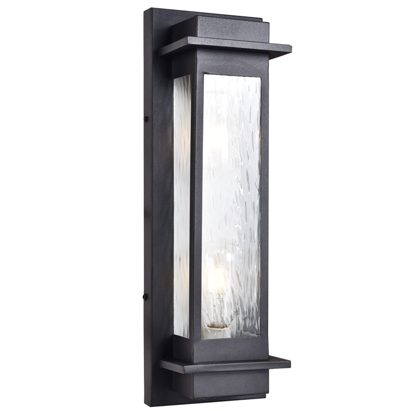 Bright Star L584 BLACK 2 x 40W ES IP54 METAL LANTERN RIBBED GLASS