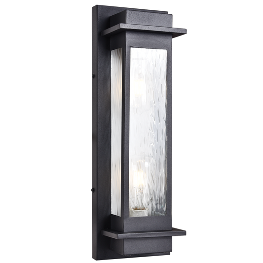Bright Star L584 BLACK 2 x 40W ES IP54 METAL LANTERN RIBBED GLASS