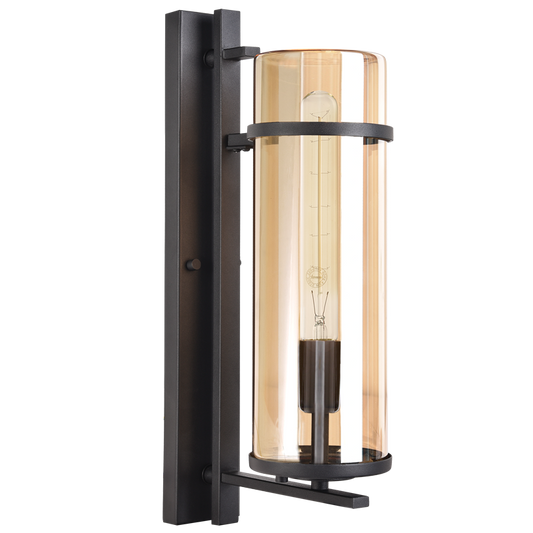 Bright Star L585 BLACK 1 x40W ES IP54 METAL LANTERN AMBER GLASS