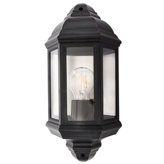 Bright Star L9007 BLACK PVC 1/2 LANTERN 3PANEL IP44 1X15W ES