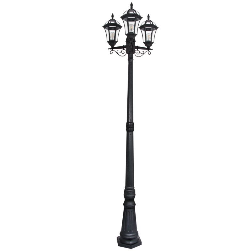 Bright Star LFL037 BLACK 6 PANEL 3HEAD POLY BASE IP44 3X11W ES 2224MM