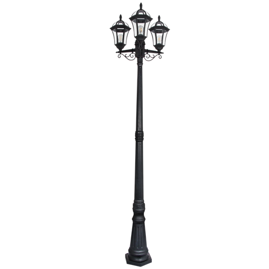 Bright Star LFL037 BLACK 6 PANEL 3HEAD POLY BASE IP44 3X11W ES 2224MM
