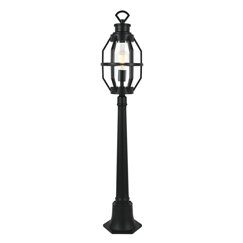 Bright Star LFL038 BLACK BOLLARD ALU CLEAR GLASS IP44 1X60W ES 1200MM