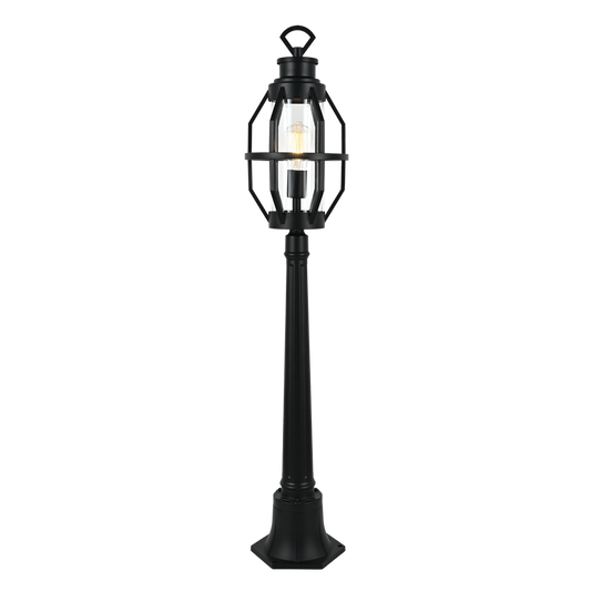 Bright Star LFL038 BLACK BOLLARD ALU CLEAR GLASS IP44 1X60W ES 1200MM