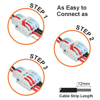 Major Tech 2-Pole Splitter Terminal Block | 32A | 450V | Screwless Connector