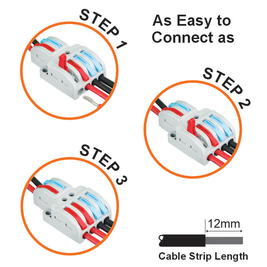 Major Tech 2-Pole Splitter Terminal Block | 32A | 450V | Screwless Connector