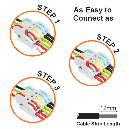 Major Tech 3-Pole Splitter Terminal Block | 32A | 450V | Screwless Connector