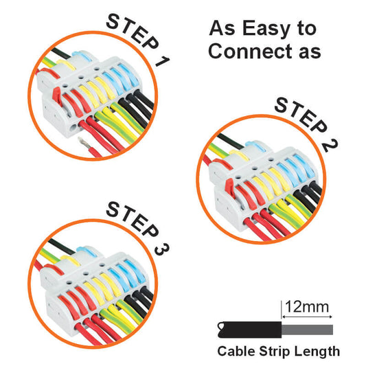 Major Tech 3-Pole Splitter Terminal Block | 32A | 450V | Screwless Connector