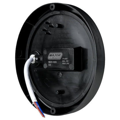 Major Tech 12W Round LED Bulkhead | Black Finish | 1080 Lumens | IP54 Weatherproof