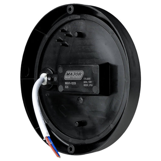 Major Tech 12W Round LED Bulkhead | Black Finish | 1080 Lumens | IP54 Weatherproof