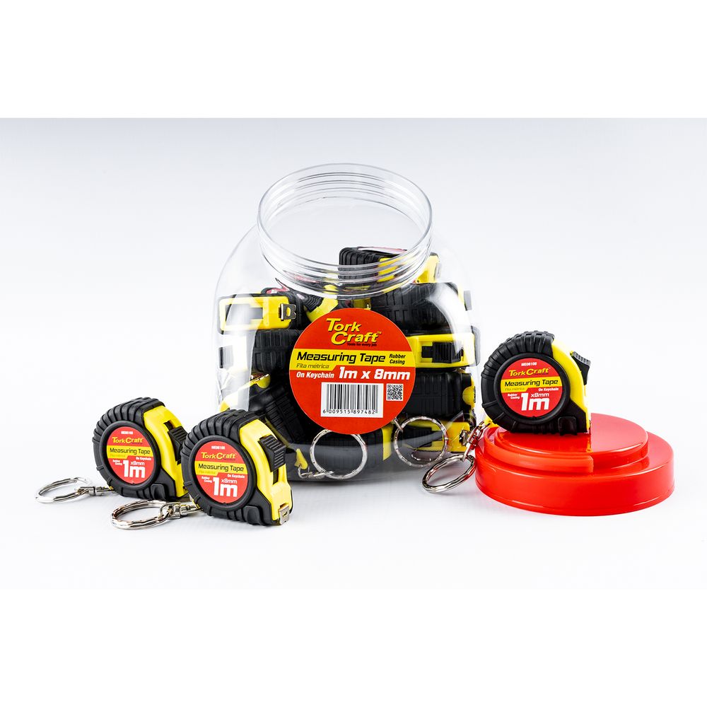 Tork Craft 1m Mini Keychain Measuring Tape Counter Display Jar (24-Piece Set) – ME06130