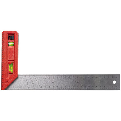 Tork Craft 300mm Professional Try Square with Integrated Level & Plumb Vials – ME09300