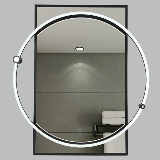 Bright Star ML062 BLACK RECTANGULAR MIRROR CCT 18W LED 700X800MM