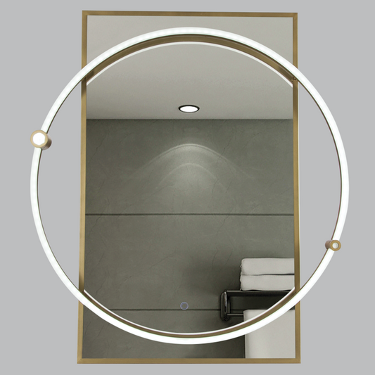 Bright Star ML063 BRASS RECTANGULAR MIRROR CCT 18W LED 700X800MM