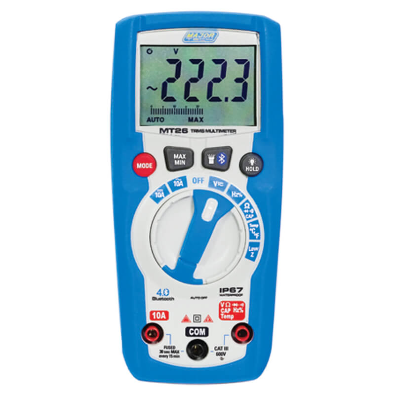 Major Tech 600V AC/DC True RMS Bluetooth Digital Multimeter – MT26