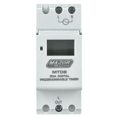 Major Tech 30A Digital Industrial Timer | Weekly Programmable 4400W Switch