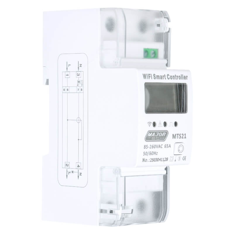 Major Tech Smart Energy Meter & Timer | 65A Wi-Fi & Bluetooth DIN Rail Module