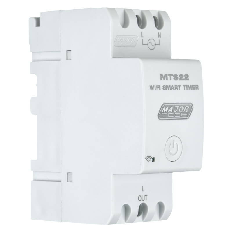 Major Tech 30A Smart Wi-Fi & Bluetooth DIN Rail Timer | 4400W Programmable Switch