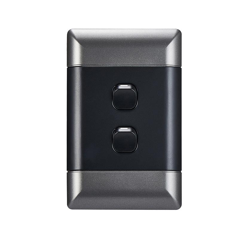 NEU 4x2 2-Lever 1-Way Switch - Silver/Colour (NESC2142)