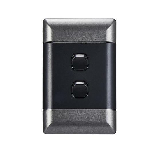 NEU 4x2 2-Lever 1-Way Switch - Silver/Colour (NESC2142)