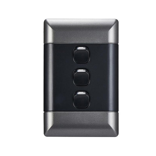 NEU 4x2 3-Lever 1-Way Switch - Silver/Colour ( NESC3142)