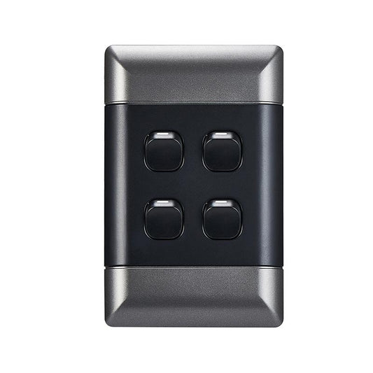 NEU 4x2 4-Lever 1-Way Switch - Silver/Colour ( NESC4142)