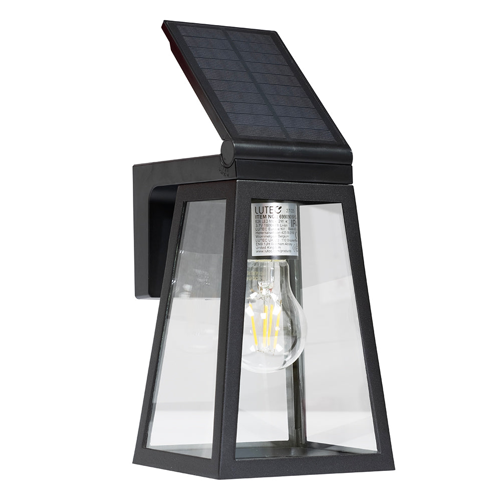 Eurolux Fia 2W Solar Integrated LED Outdoor Wall Light (Matt Black, 2700K, IP44) – O654