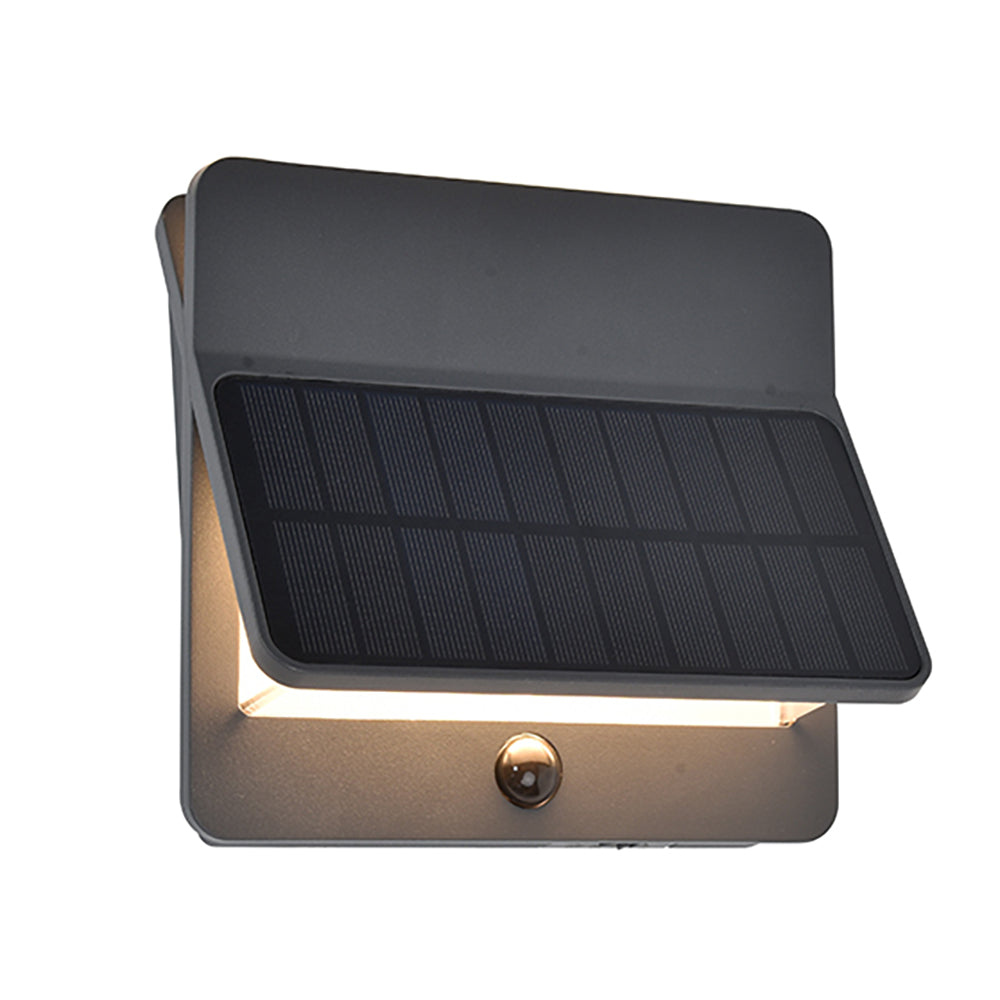Eurolux Aleta 12.6W 2LT Solar Integrated LED Outdoor Wall Light with PIR Sensor (Dark Grey, 3000K, IP54) – O656