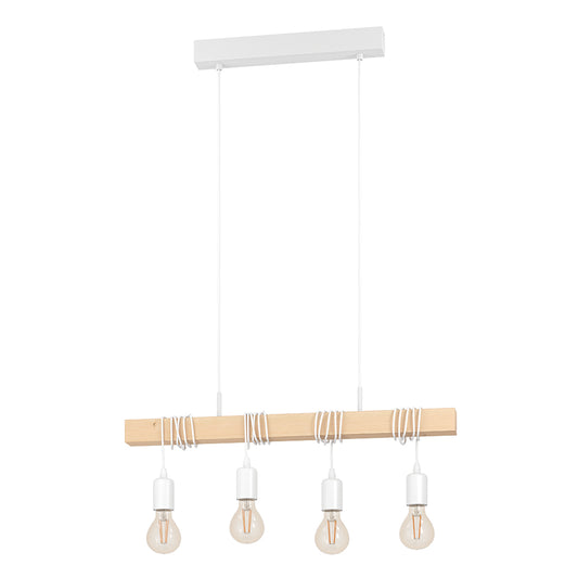 Eurolux Townshend 4-Light E27 Pendant Light (White & Wood Finish) – P1210W