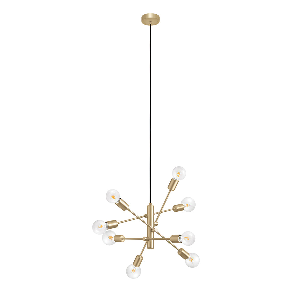 Eurolux Gradoli 8-Light E27 Pendant Light (Brushed Brass Finish) – P1348
